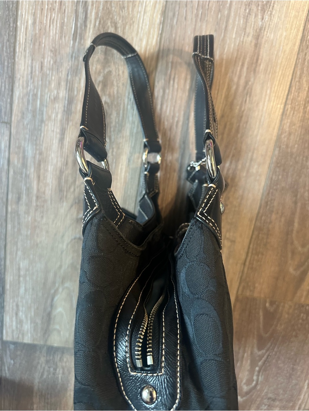 Coach Black SoHo Lynn Signature Hobo Bag with Buckle Accent - Picture 10 of 10